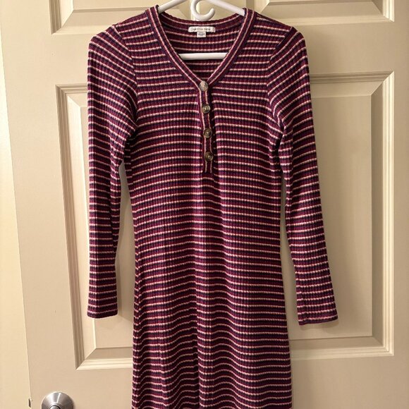 American Eagle Maroon Striped Sweater Dress - Picture 1 of 6